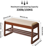 Wood Shoe Storage Bench with Cushion 2 Tier