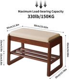 Wood Shoe Storage Bench with Cushion 2 Tier