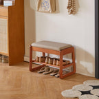 Wood Shoe Storage Bench with Cushion 2 Tier
