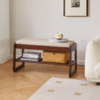 Wood Shoe Storage Bench with Cushion 2 Tier