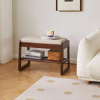 Wood Shoe Storage Bench with Cushion 2 Tier