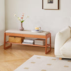 Wood Shoe Storage Bench with Cushion 2 Tier