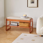 Wood Shoe Storage Bench with Cushion 2 Tier