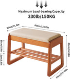Wood Shoe Storage Bench with Cushion 2 Tier