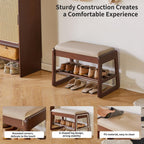 Wood Shoe Storage Bench with Cushion 2 Tier