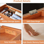 Wood Shoe Storage Bench with Cushion 2 Tier