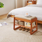 Wood Shoe Storage Bench with Cushion 2 Tier