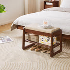 Wood Shoe Storage Bench with Cushion 2 Tier