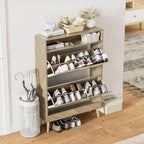Wood Shoe Storage Cabinet for Entryway Cupboards Hallways