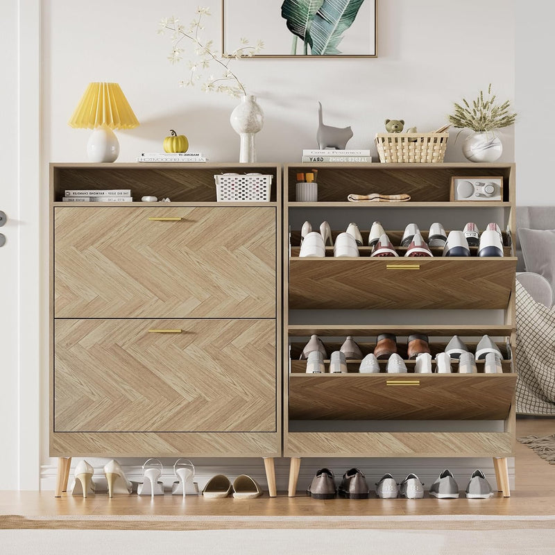 Wood Shoe Storage Cabinet for Entryway Cupboards Hallways