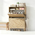 Wood Shoe Storage Cabinet for Entryway Cupboards Hallways