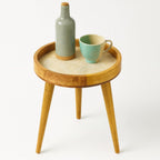 Wood Side Table 18" Handmade Round Accent