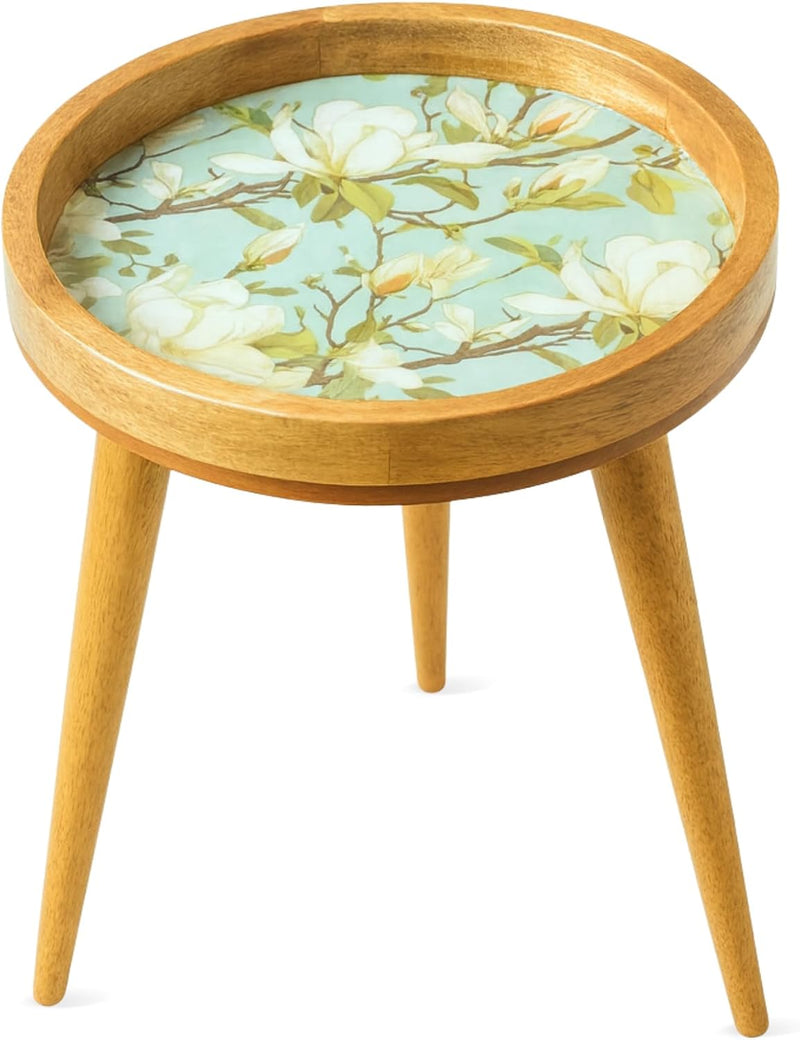Wood Side Table 18" Handmade Round Accent