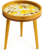 Wood Side Table 18" Handmade Round Accent