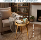 Wood Side Table 18" Handmade Round Accent