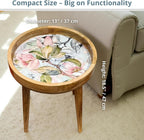 Wood Side Table 18" Handmade Round Accent