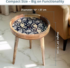 Wood Side Table 18" Handmade Round Accent
