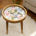 Wood Side Table 18" Handmade Round Accent