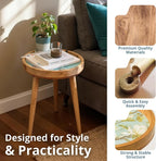 Wood Side Table 18" Handmade Round Accent
