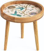 Wood Side Table 18" Handmade Round Accent