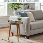 Wood Side Table 18" Handmade Round Accent
