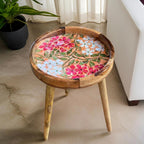 Wood Side Table 18" Handmade Round Accent