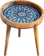 Wood Side Table 18" Handmade Round Accent
