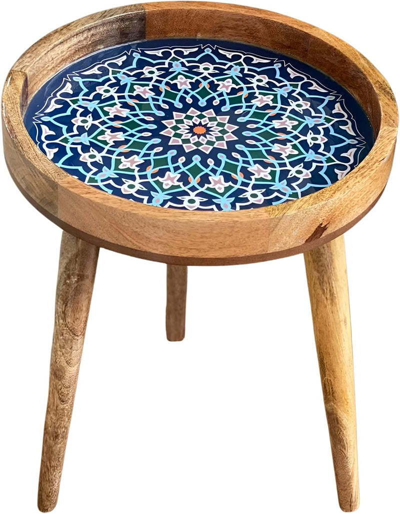 Wood Side Table 18" Handmade Round Accent