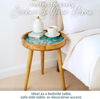 Wood Side Table 18" Handmade Round Accent