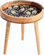 Wood Side Table 18" Handmade Round Accent