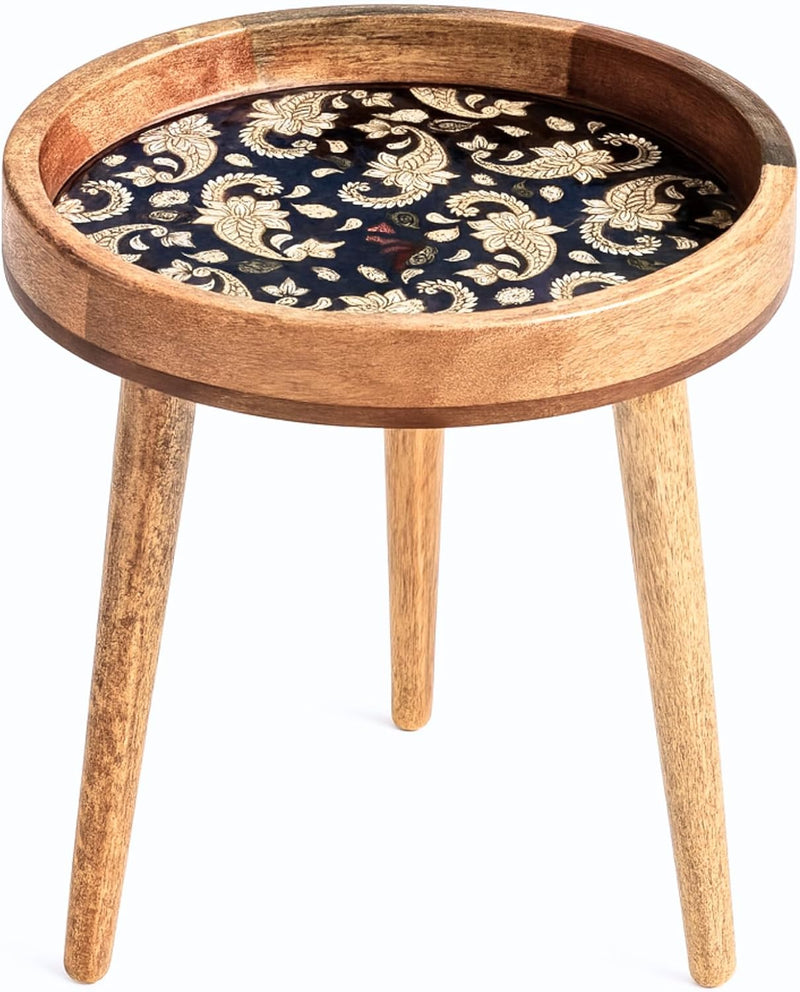 Wood Side Table 18" Handmade Round Accent