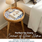 Wood Side Table 18" Handmade Round Accent