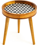 Wood Side Table 18" Handmade Round Accent