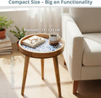 Wood Side Table 18" Handmade Round Accent
