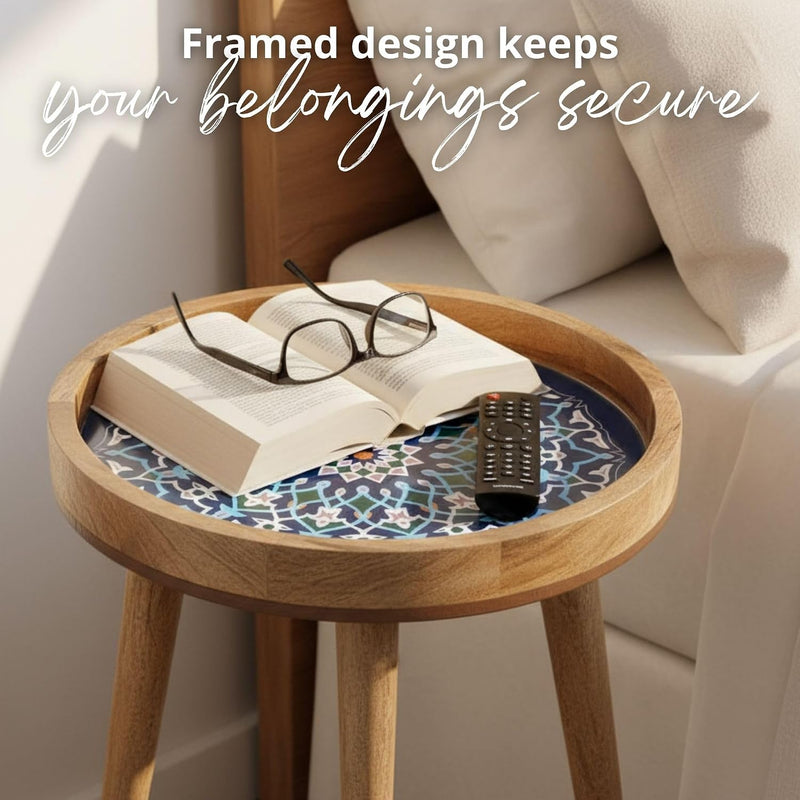 Wood Side Table 18" Handmade Round Accent