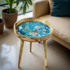 Wood Side Table 18" Handmade Round Accent