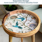 Wood Side Table 18" Handmade Round Accent