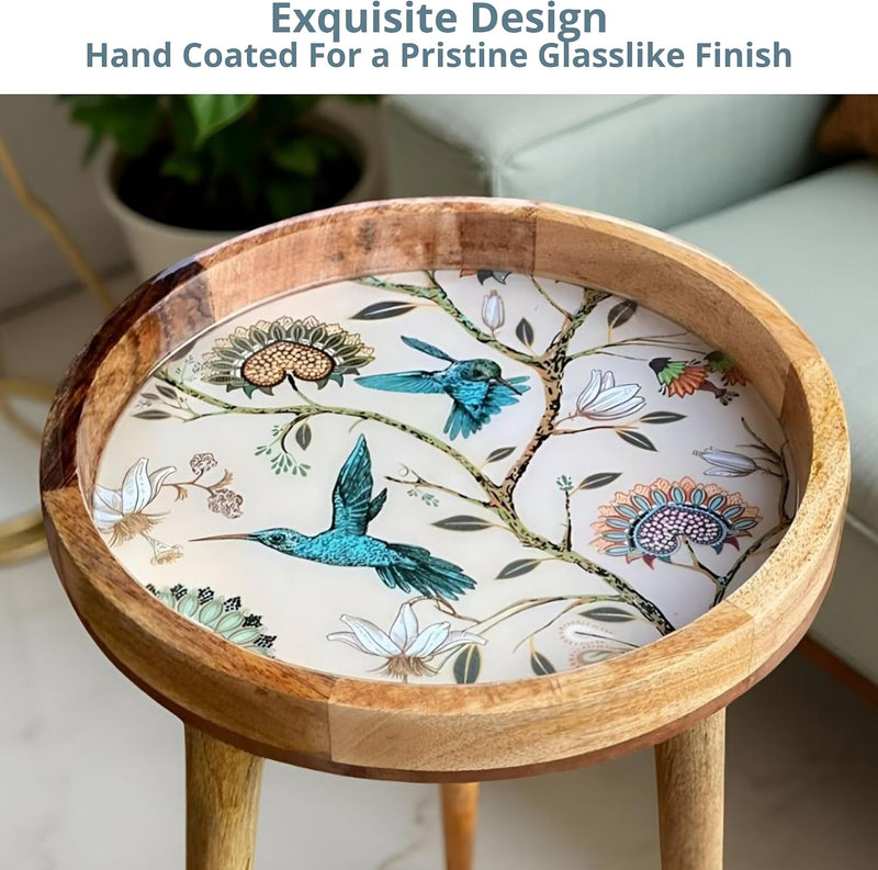 Wood Side Table 18" Handmade Round Accent