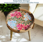 Wood Side Table 18" Handmade Round Accent