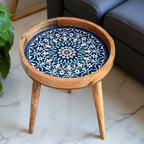Wood Side Table 18" Handmade Round Accent