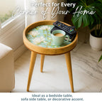 Wood Side Table 18" Handmade Round Accent