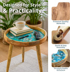 Wood Side Table 18" Handmade Round Accent
