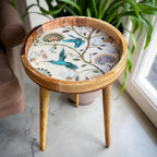 Wood Side Table 18" Handmade Round Accent