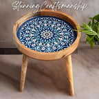 Wood Side Table 18" Handmade Round Accent