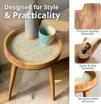 Wood Side Table 18" Handmade Round Accent