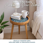 Wood Side Table 18" Handmade Round Accent