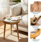 Wood Side Table 18" Handmade Round Accent