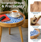Wood Side Table 18" Handmade Round Accent