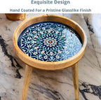 Wood Side Table 18" Handmade Round Accent