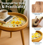 Wood Side Table 18" Handmade Round Accent